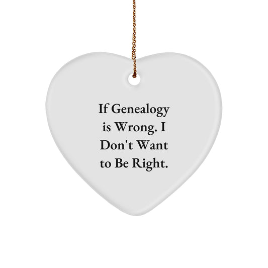 Genealogy Enthusiasts' Delight, Funny Quote Heart Ornament Gifts from Family, Friends, or Coworkers for Genealogy Lovers, Christmas Memorable Present Ideas - Image 1