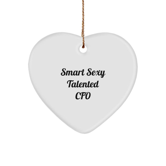 Funny CFO Gifts from Friends, Smart Sexy Talented CFO Heart Ornament for Christmas Unique Gifts to CFO Men - Image 1