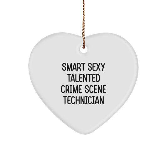 Funny Crime Scene Technician Gifts for Men Women from Family, Smart Sexy Talented Heart Ornament Christmas Unique Gifts - Image 1