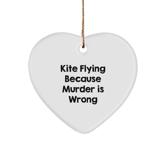 Kite Flying Gifts from Family, Funny Kite Flying Heart Ornament, Christmas Unique Gifts for Kite Enthusiasts, Kite Flying Because Murder Is Wrong - Image 1