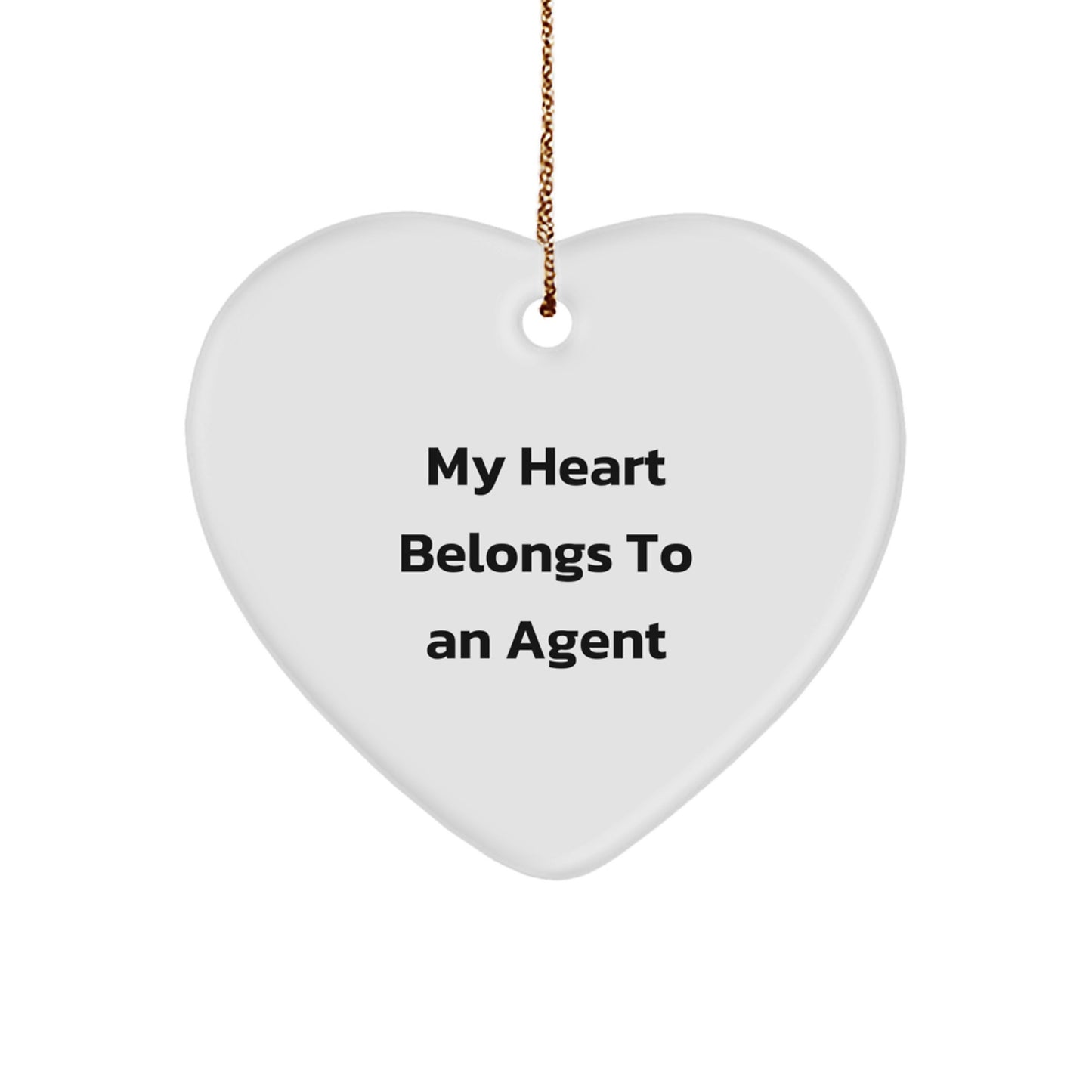 Funny Agent Heart Ornament Gifts for Him or Her, 'My Heart Belongs To An Agent' Christmas Unique Decorations from Friends, Coworkers, or Family - Image 1