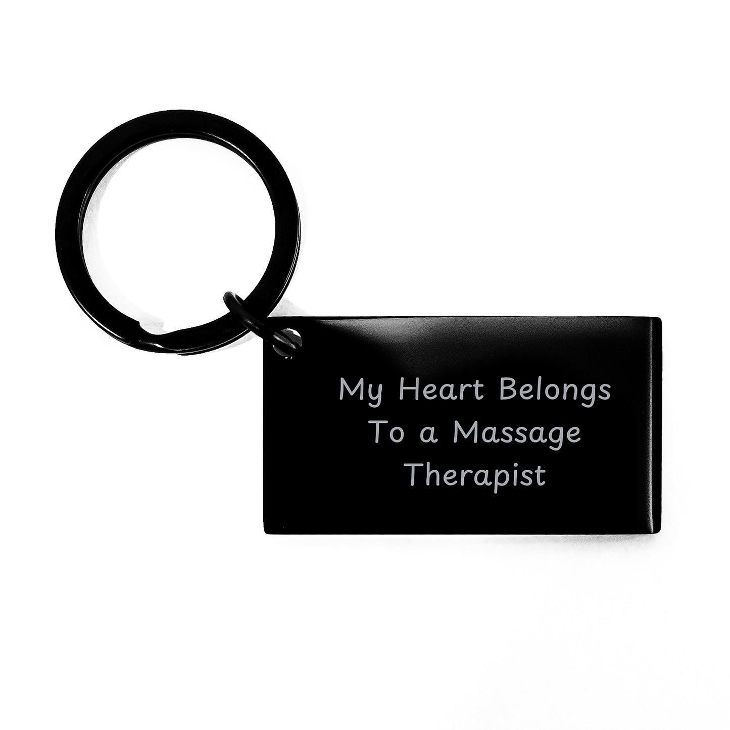 Funny Massage Therapist Gifts from Friends for Birthday Keychain with 'My Heart Belongs To A Massage Therapist' Quote - Image 1