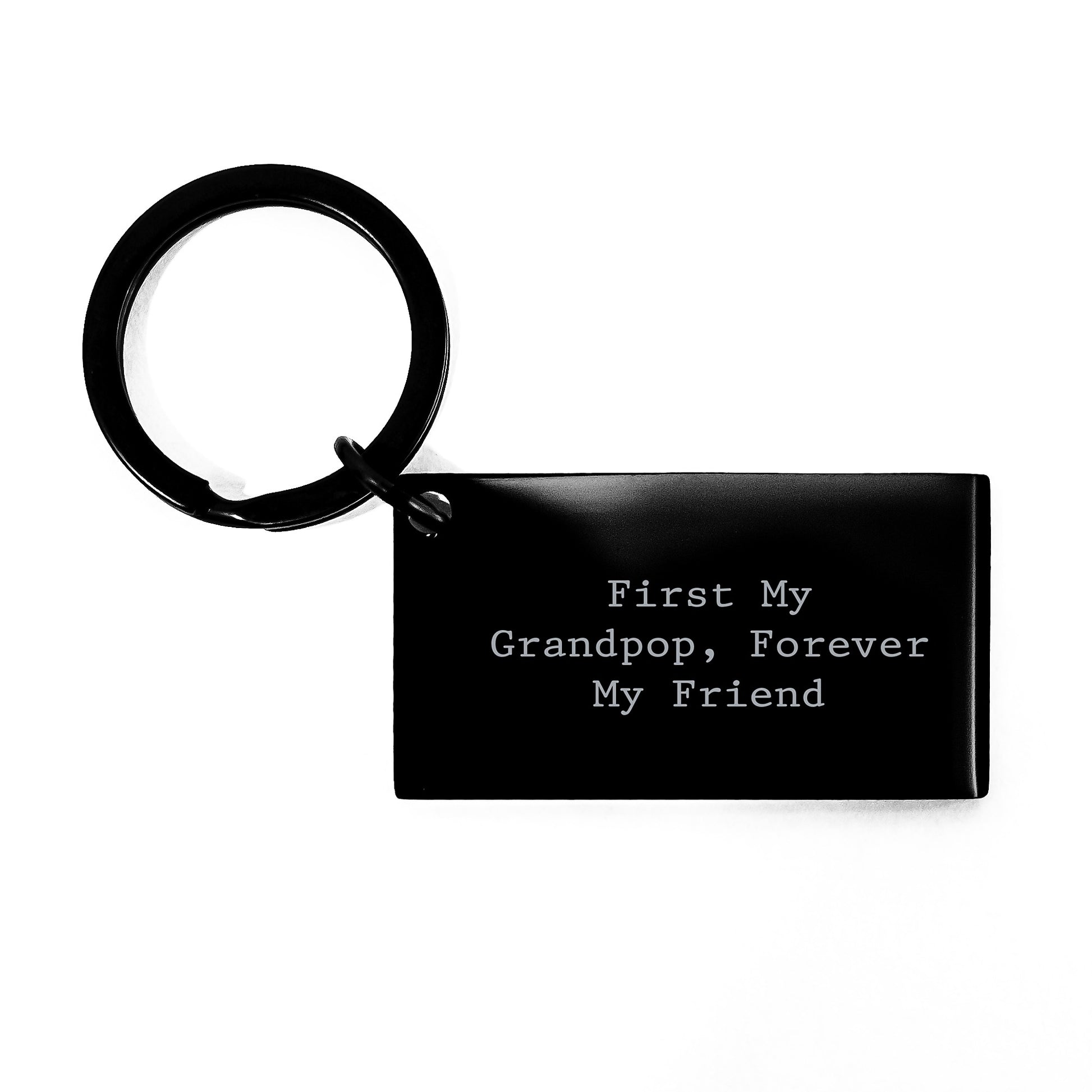 Funny Grandpop Quotes Gifts for Men Keychain, Christmas Unique Keychains from Family, Engraved Keychain with Black Stainless Steel - Image 1