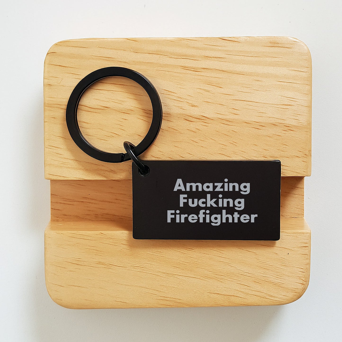 Funny Firefighter Gifts from Friends to Family, Birthday Unique Keychain for Men or Women, Stainless Steel Keychain with 'Amazing F--king Firefighter' Quote - Image 2