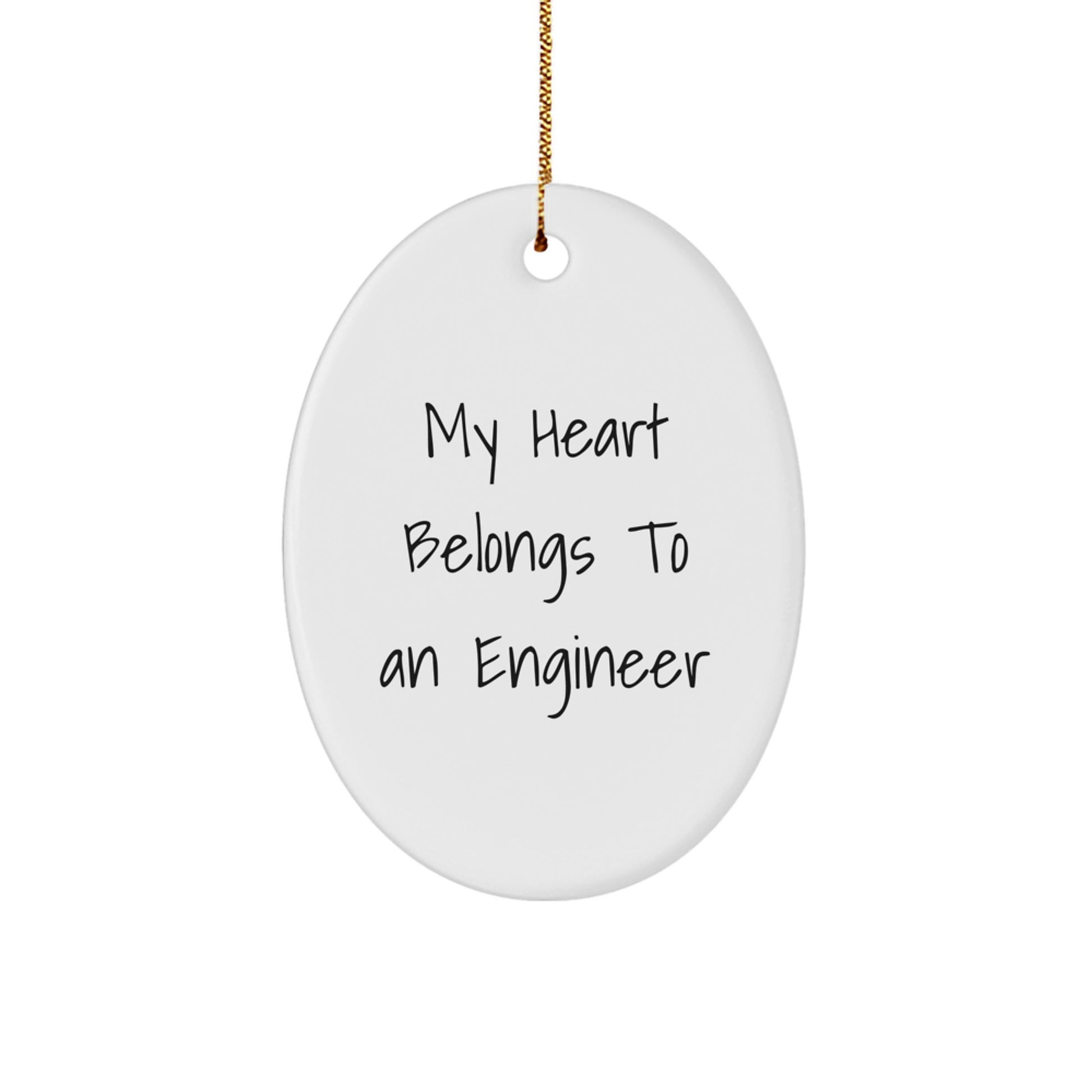 Funny Engineer Gifts from Friends, Oval Ornament with My Heart Belongs To An Engineer Quote, Christmas Unique Gifts for Engineer - Image 1