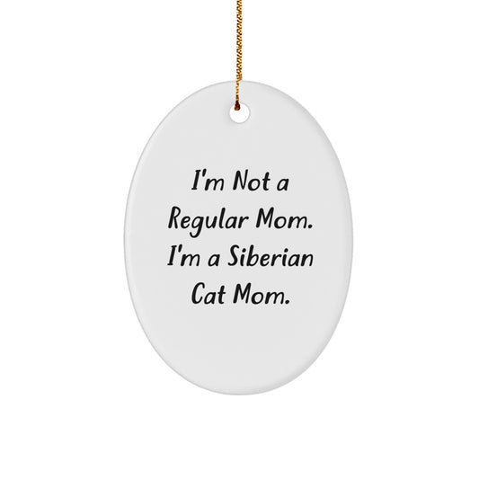 Funny Siberian Cat Mom Oval Ornament Gifts from Friends and Family for Christmas Unique Decorations - Image 1