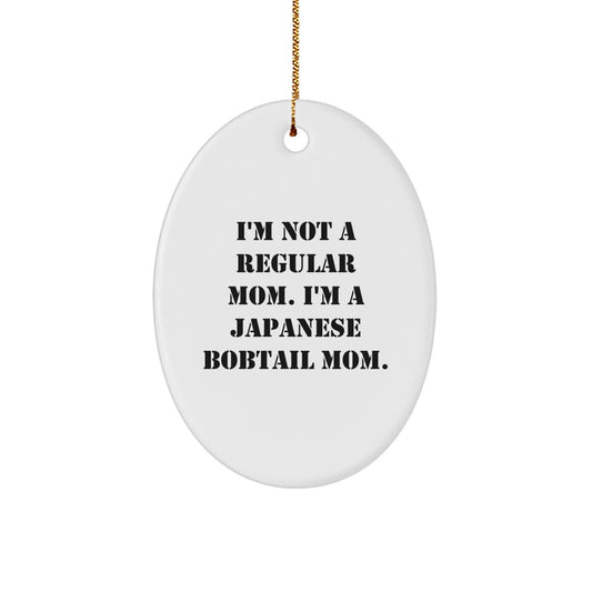 Japanese Bobtail Cat Mom's Funny Oval Ornament, Gifts from Mom to Japanese Bobtail Cat, Unique Christmas Unique Gifts - Image 1