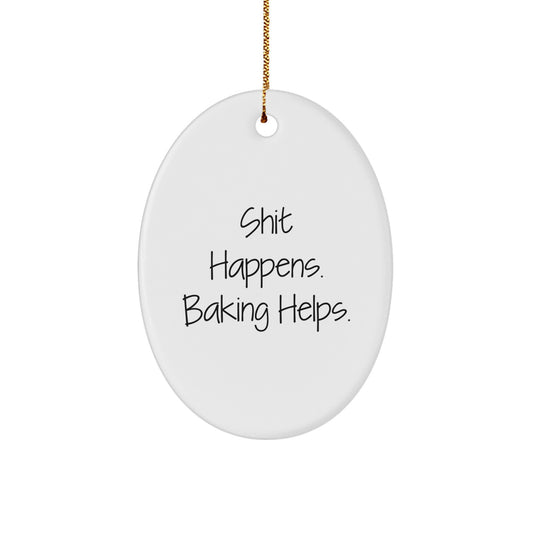 Funny Baking Oval Ornament Gifts from Friends, Family, or Coworkers for Christmas, Christmas Unique Gifts for Baking Enthusiasts, Oval Shaped MDF Baking Decor - Image 1