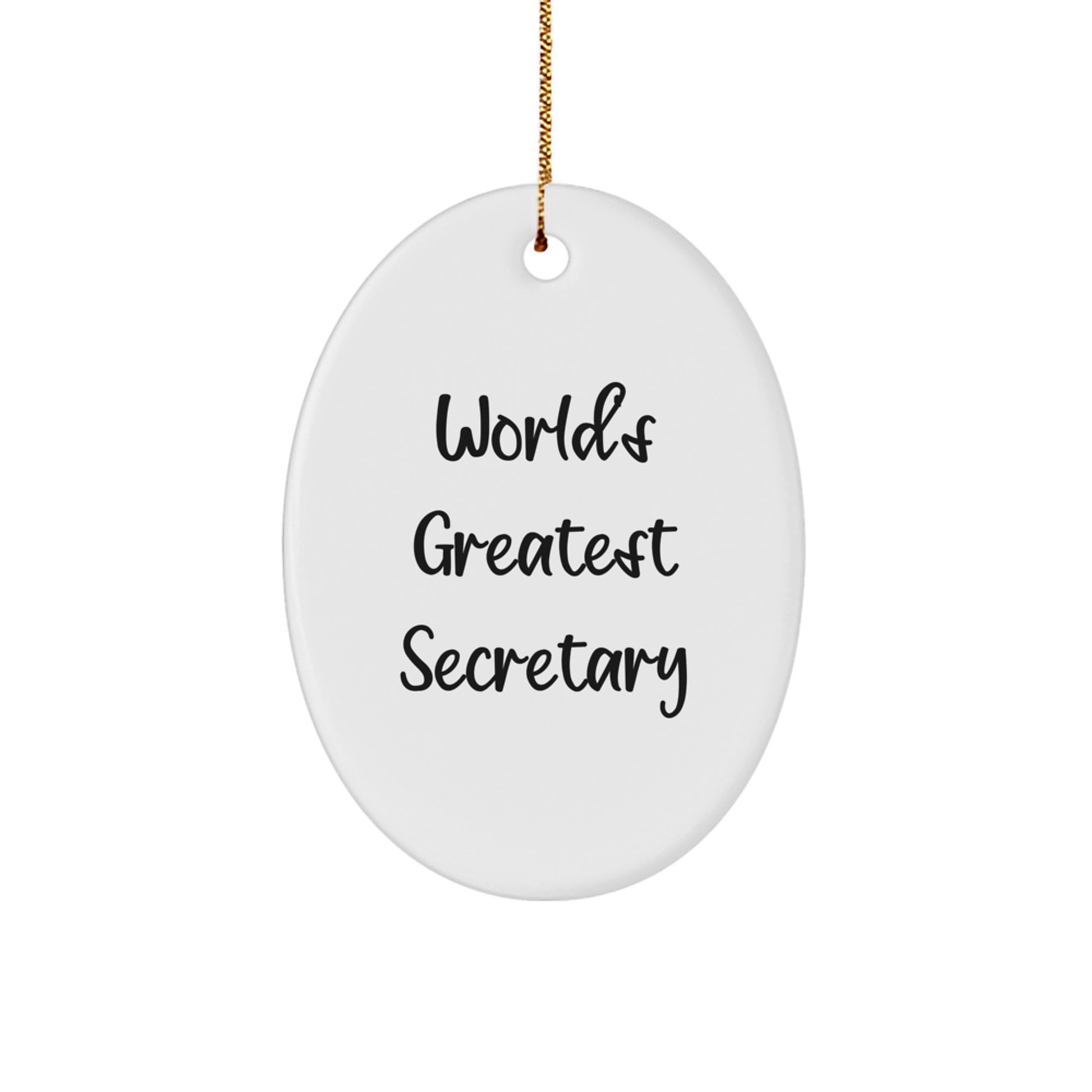 World's Greatest Secretary Oval Ornament for Secretary Gifts from Friends and Family, Funny Quote Christmas Unique Decorations - Image 1