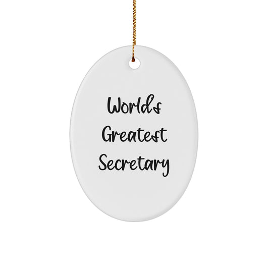 World's Greatest Secretary Oval Ornament for Secretary Gifts from Friends and Family, Funny Quote Christmas Unique Decorations - Image 1