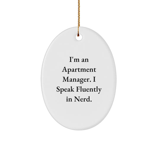 Funny Apartment Manager Gifts from Family, Oval Ornament Decorations for Apartment Manager, Christmas Unique Gifts for Friends - Image 1