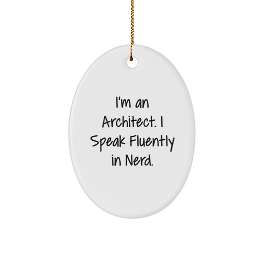 Funny Architect Gifts from Friends to Men, Oval Ornament for Christmas Unique Presents - Image 1