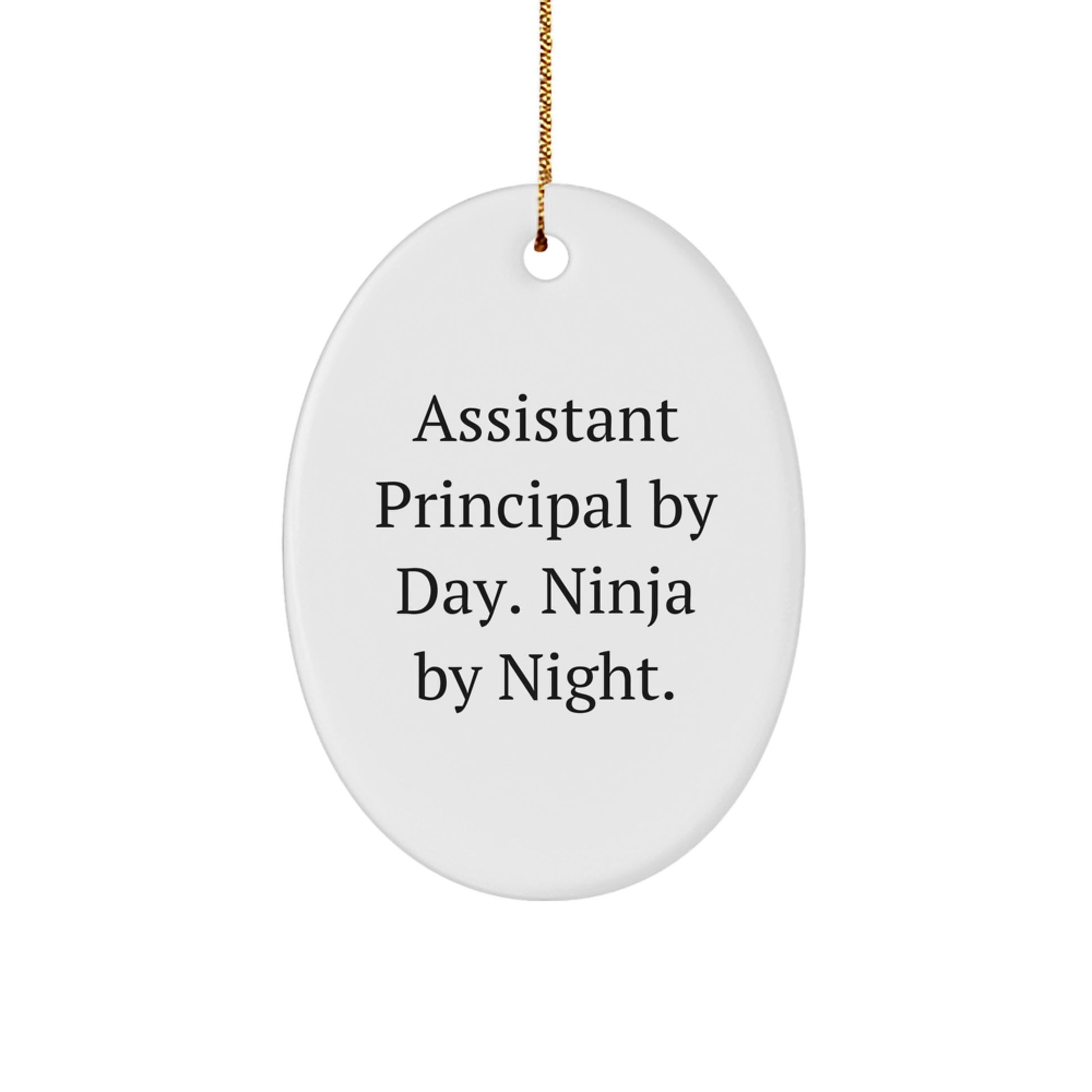 Gifts from Men for Assistant Principal Christmas Unique Oval Ornaments Assistant Principal By Day. Ninja By Night. - Image 1