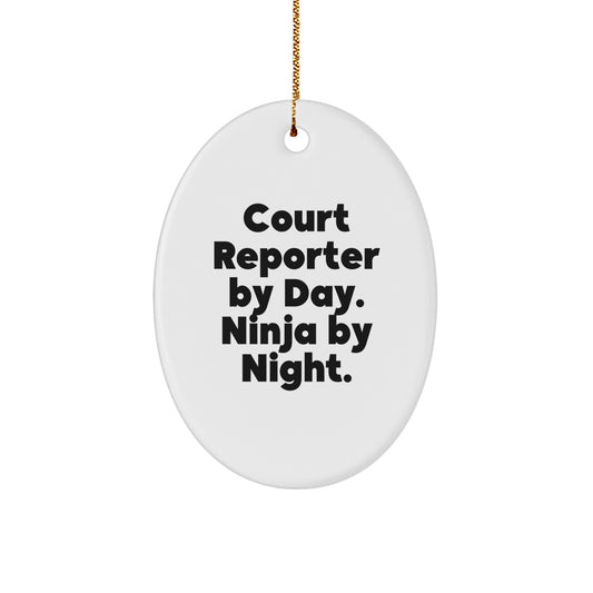 Funny Court Reporter Gifts for Men by Day Ninja by Night Oval Ornament with Christmas Unique - Image 1