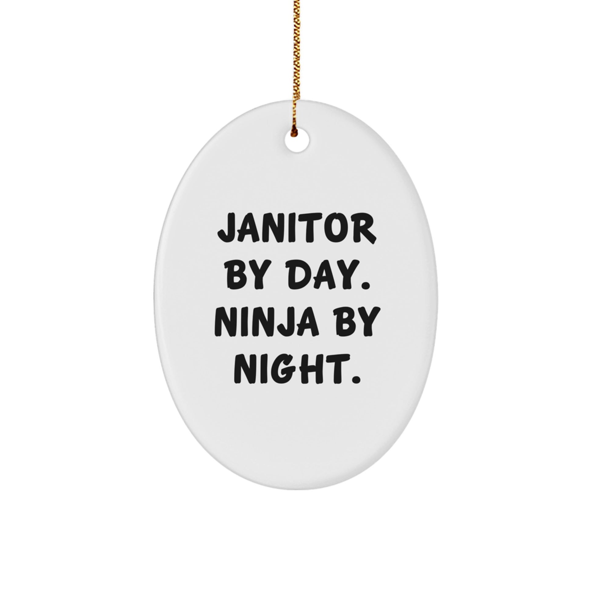 Janitor Gifts for Men, Oval Ornament by Day, Ninja by Night, Christmas Unique Gifts from Friends - Image 1