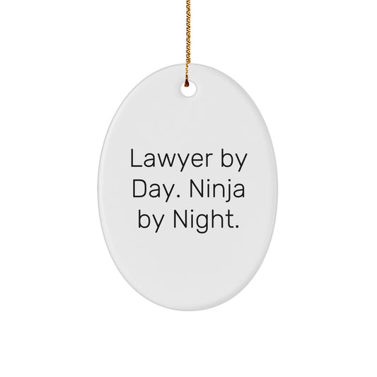 Lawyer By Day. Ninja By Night. - Oval Ornament Gifts for Lawyer Friends from Family, Unique Christmas Decor - Image 1