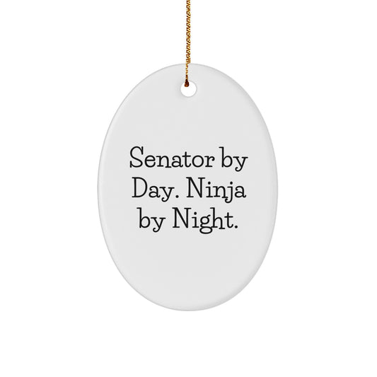 Senator Oval Ornament, Funny Quote Gifts from Friends for Senator, Christmas Unique Decorations - Image 1
