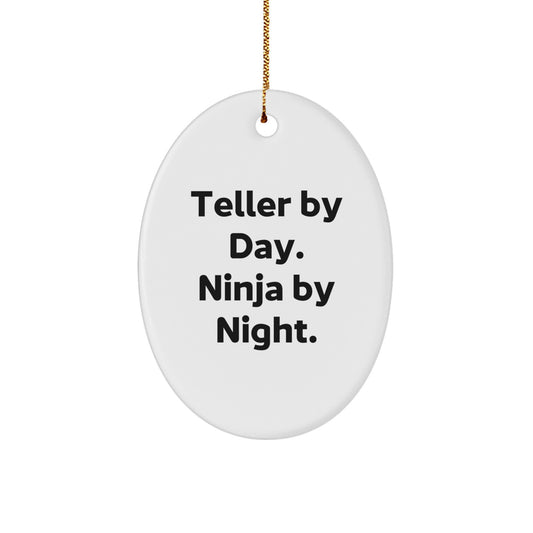 Teller Gifts from Friends, Funny Oval Ornament for Teller, Christmas Unique Gifts - Image 1
