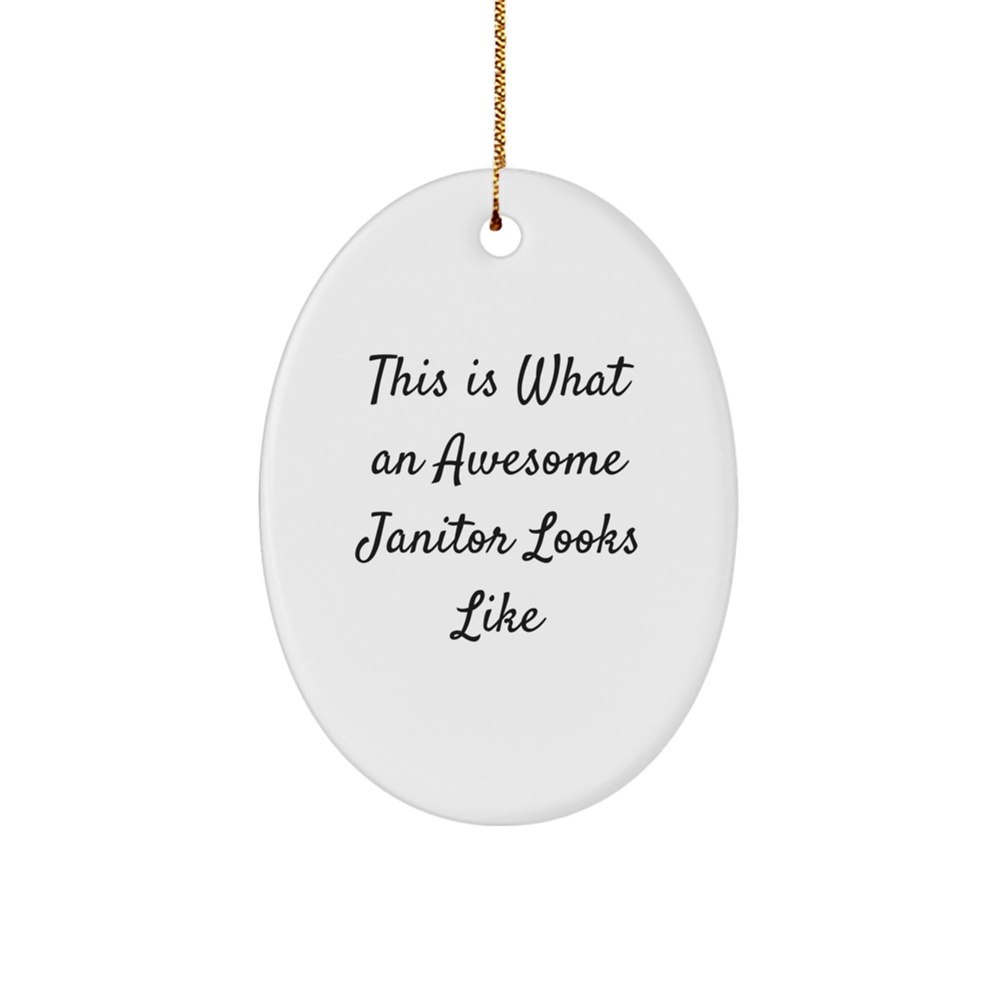 Funny Janitor Gifts from Friends Christmas Unique Decorations Oval Ornament 'This Is What An Awesome Janitor Looks Like' for Men - Image 1