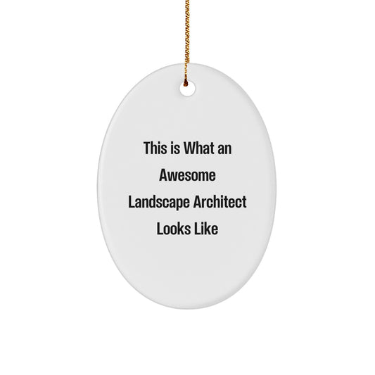 Funny Gifts from Friends to Landscape Architects, Christmas Unique Oval Ornament, This Is What An Awesome Landscape Architect Looks Like - Image 1