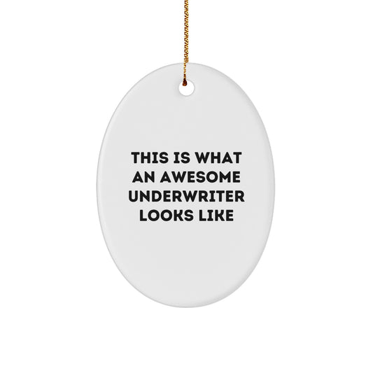 Funny Underwriter Gifts, This Is What An Awesome Underwriter Looks Like, Oval Ornament for Christmas Unique Gifts from Friends, Coworkers, Family - Image 1