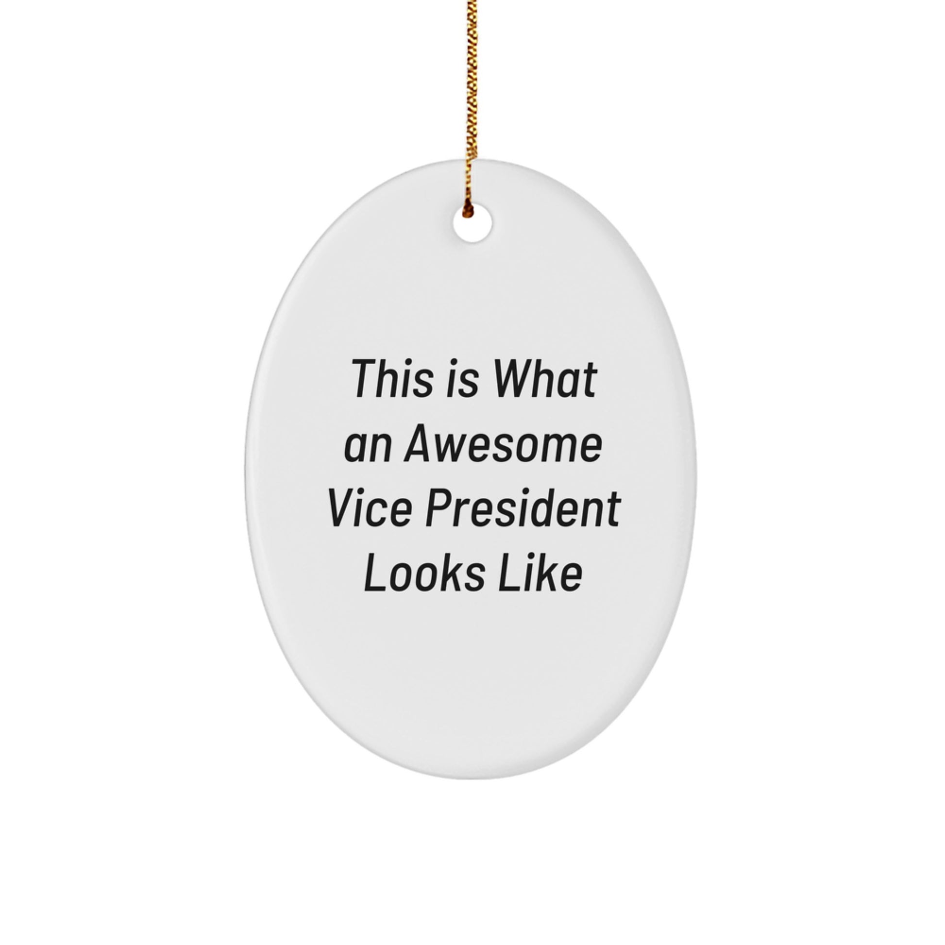 Vice President Gifts, Funny Oval Ornament, 'This Is What An Awesome Vice President Looks Like' Quote, Christmas Unique Gifts from Coworkers, Perfect for Office Decor - Image 1