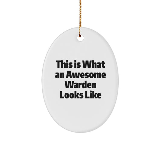 Warden Gifts from Friends and Family - This Is What An Awesome Warden Looks Like Oval Ornament for Men and Women - Christmas Unique Gifts - Image 1