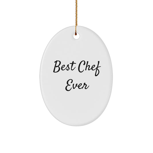 Funny Christmas Unique Gifts from Friends for Chef Best Ever Oval Ornament, Oval Shaped - Image 1