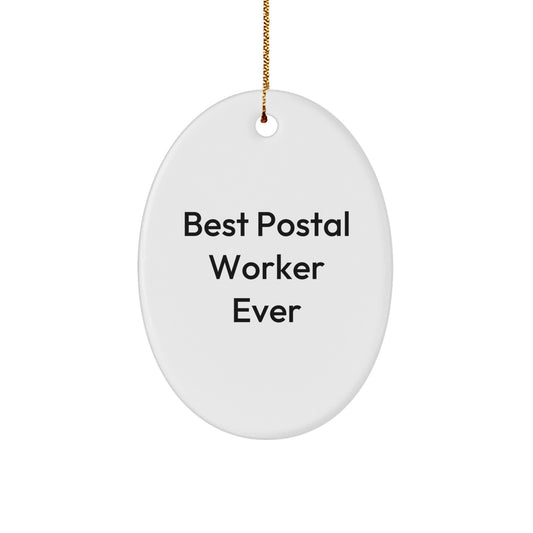Gifts from Family to Postal Worker, Best 'Ever' Oval Ornament, Christmas Unique Finds - Image 1