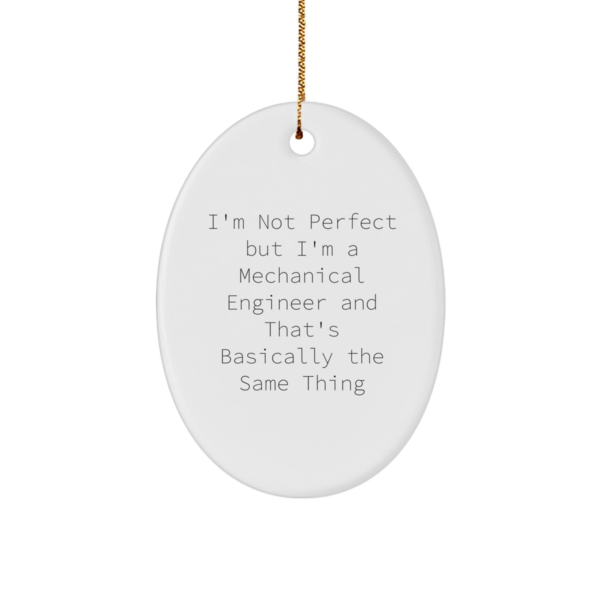 Mechanical Engineer Gifts from Friends - Oval Ornament with Funny Quote 'I'm Not Perfect' - Image 1