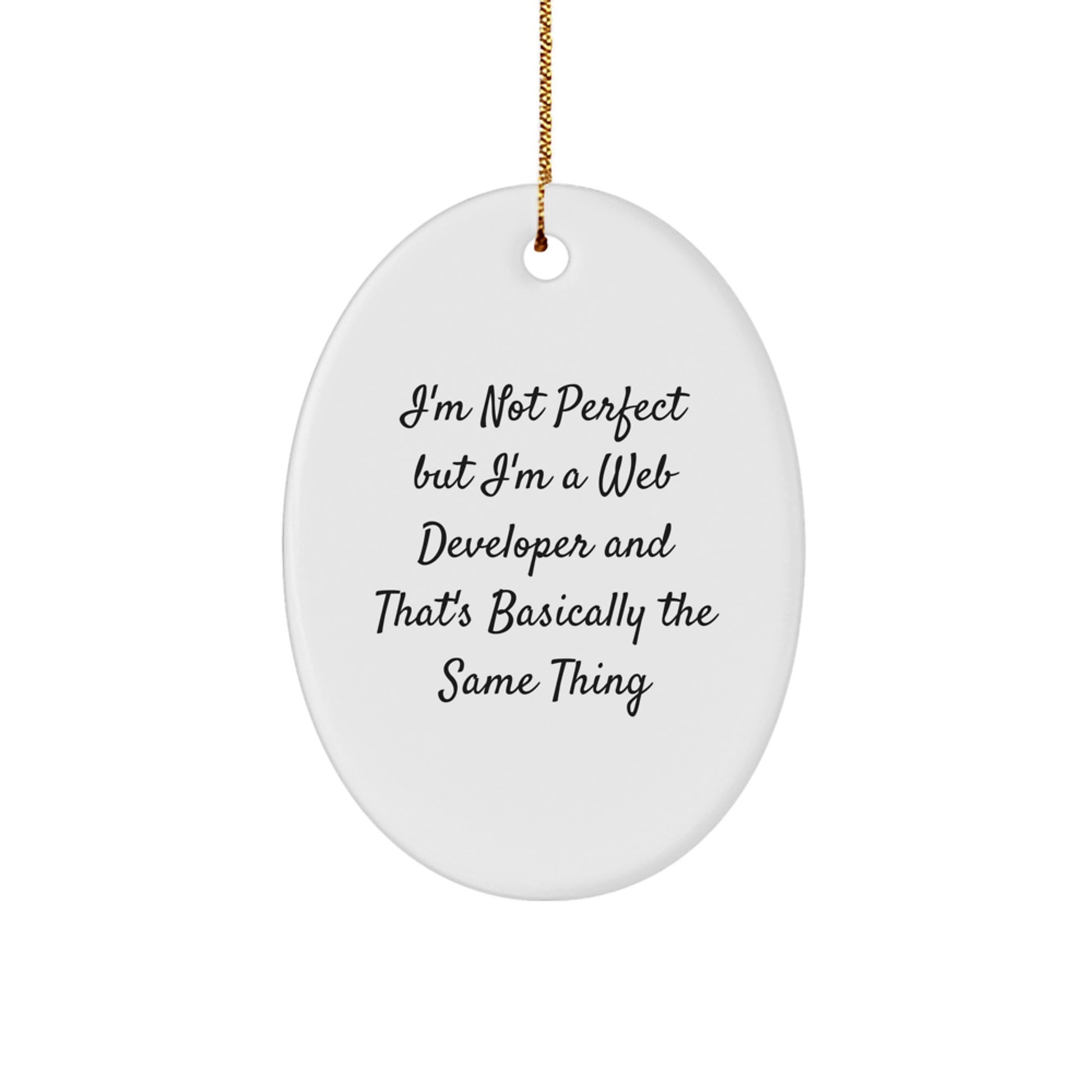 Funny Web Developer Oval Ornament, Gift from Friends to Web Developer, Christmas Unique Decor - Image 1