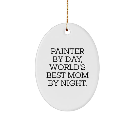 Funny Painter Gifts for Family, Oval Ornament, Christmas Unique Gifts from Mom - Image 1