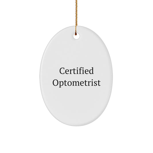 Gifts from Friends and Family for Optometrist - Merry Christmas Oval Ornament with 'Optometrists See Beyond the Surface', White, Oval Shaped, and Durable MDF - Image 1