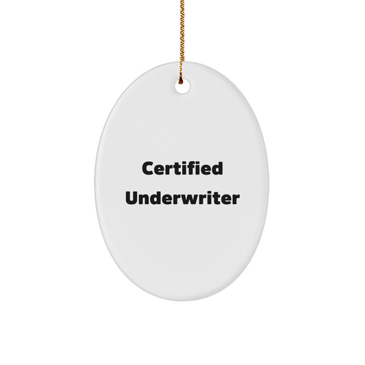 Funny Underwriter Gifts from Friends, Underwriter Oval Ornament Quote Certified Underwriter, Christmas Unique Gifts for Underwriter - Image 1