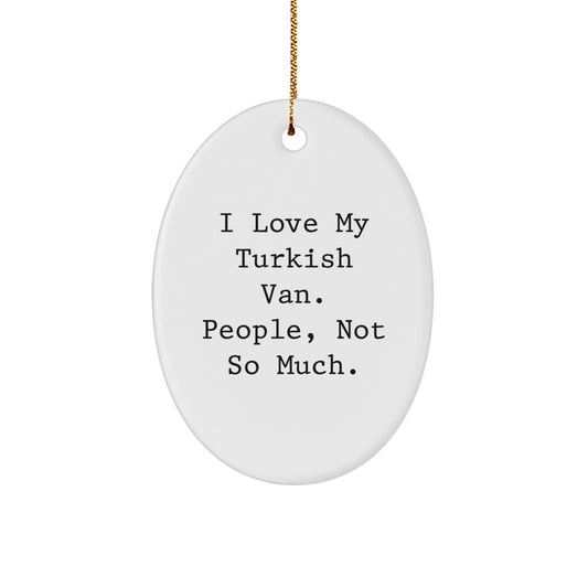 Funny Turkish Van Cat Oval Ornament Gifts from Friends to Family for Christmas Unique - Image 1