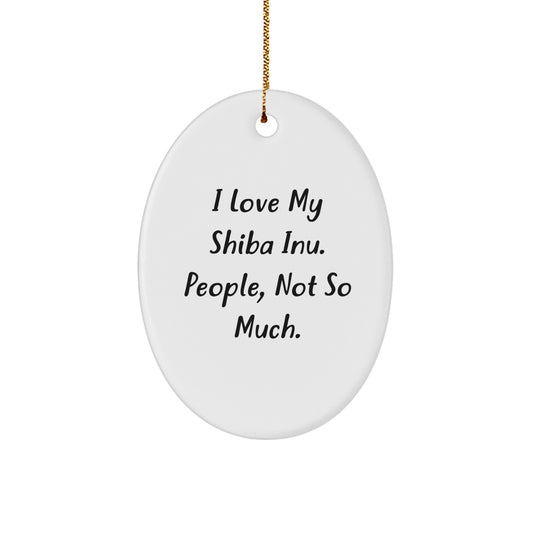 Shiba Inu Dog Lovers Gifts from Men to Family - Funny Oval Ornament for Christmas - Image 1