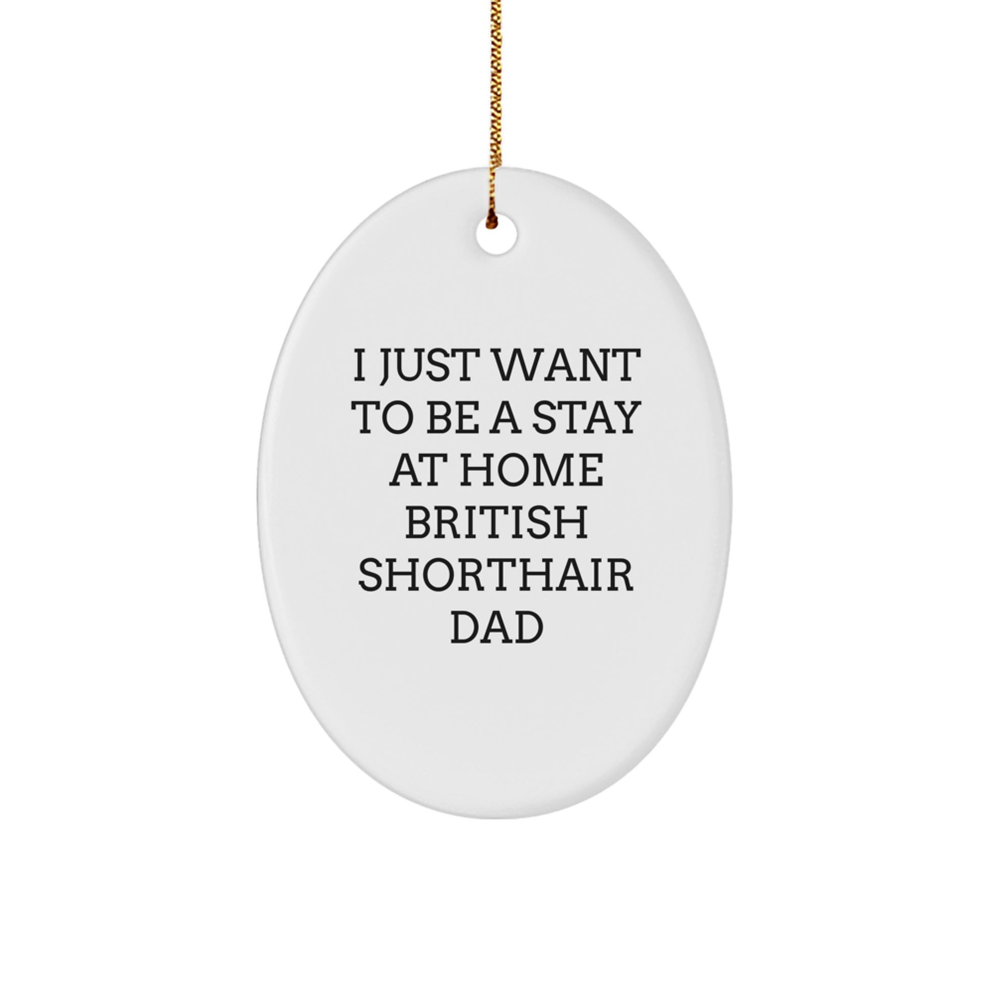 British Shorthair Cat Oval Ornament Gifts from Dad for Christmas - 'I Just Want To Be A Stay At Home British Shorthair Dad' - Image 1