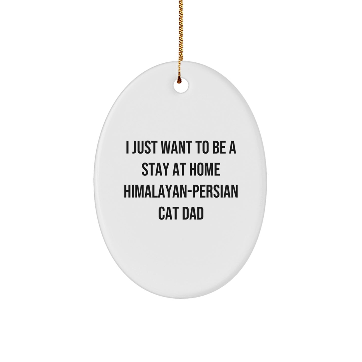 Funny Himalayan-Persian Cat Dad Gifts from Men for Men, Oval Christmas Ornaments, 'I Just Want To Be A Stay At Home Himalayan-persian Cat Dad' Decoration - Image 1