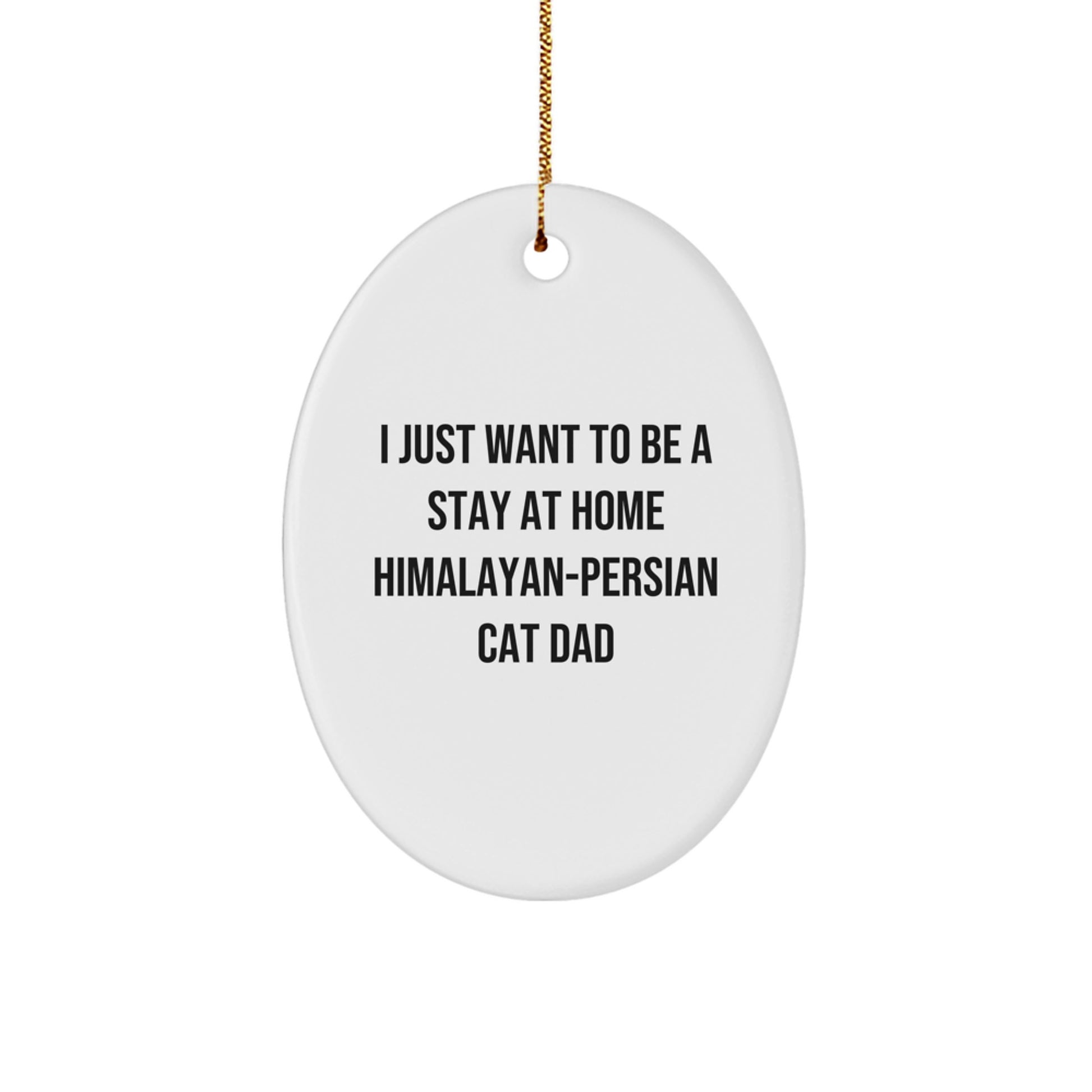 Funny Himalayan-Persian Cat Dad Gifts from Men for Men, Oval Christmas Ornaments, 'I Just Want To Be A Stay At Home Himalayan-persian Cat Dad' Decoration - Image 1
