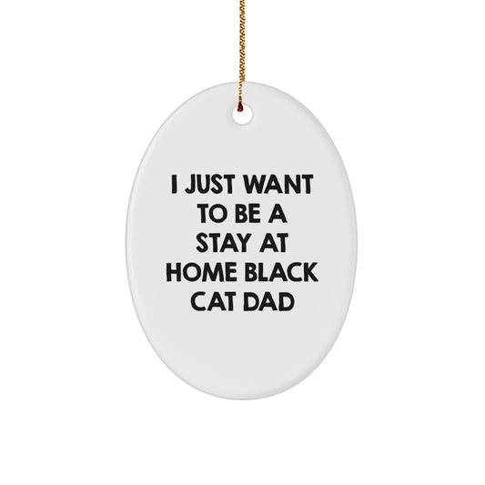 Funny Black Cat Gifts from Dad for Stay at Home Black Cat Dad Oval Ornament Christmas Decorations - Image 1