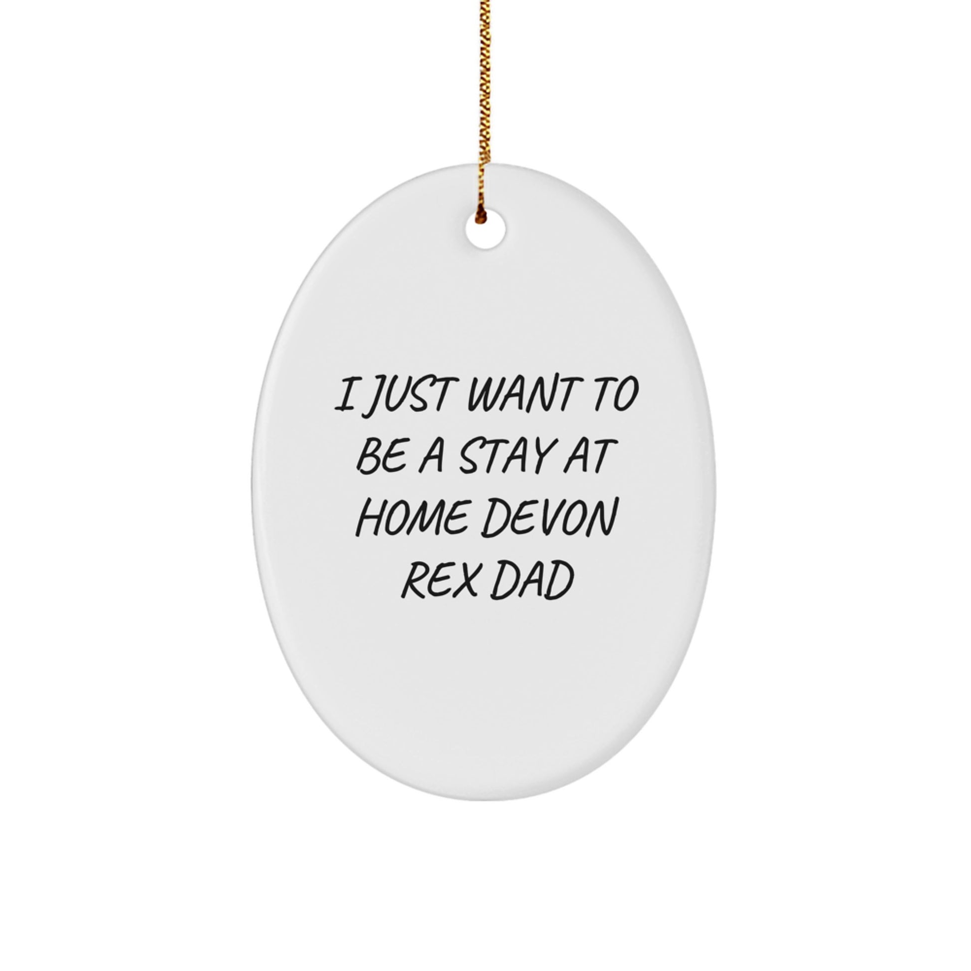 Devon Rex Cat Lover Gifts from Dad - Funny Oval Ornament for Christmas Unique Gifts - I Just Want To Be A Stay At Home Devon Rex Dad - Image 1