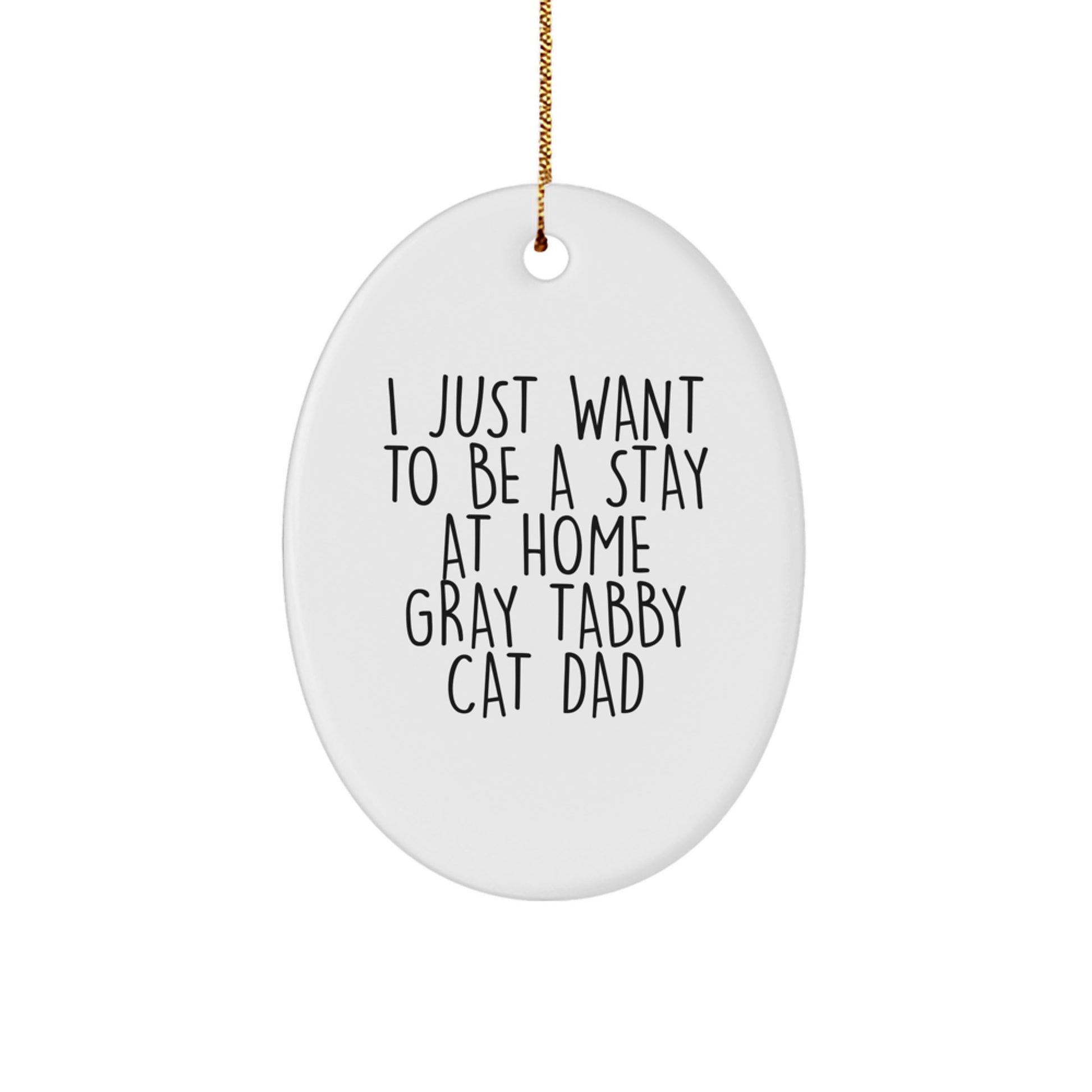 Gray Tabby Cat Oval Ornament Gifts from Dad to Gray Tabby Cat Lover for Christmas Unique - Image 1