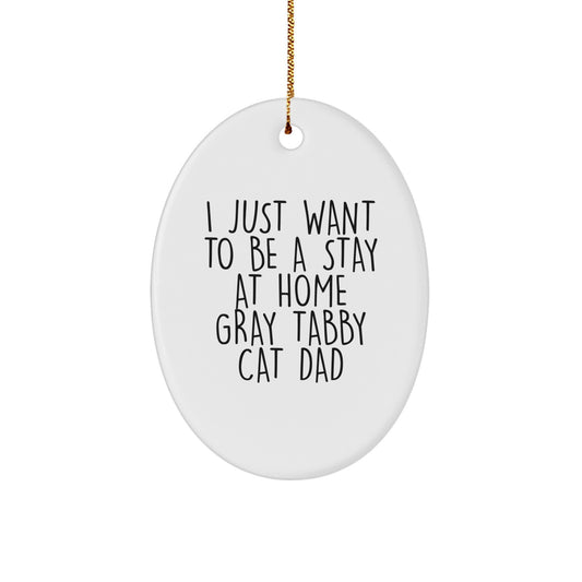 Gray Tabby Cat Oval Ornament Gifts from Dad to Gray Tabby Cat Lover for Christmas Unique - Image 1