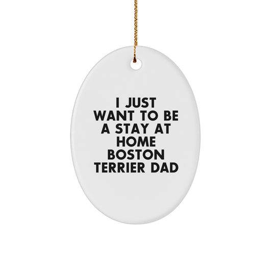 Funny Boston Terrier Dog Christmas Unique Gifts for Dad - Oval Ornament - Image 1
