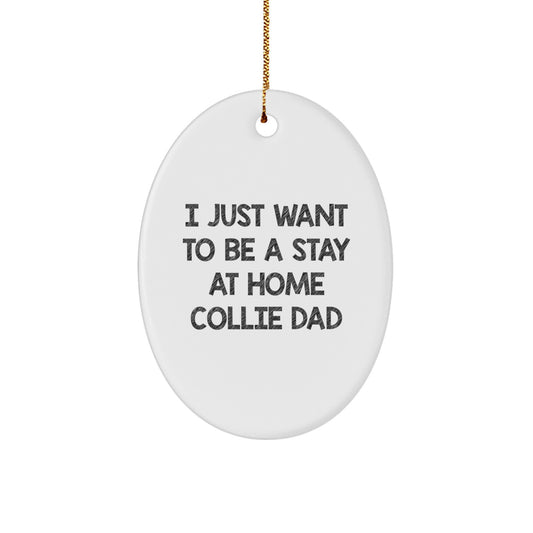 Funny Collie Dog Dad Christmas Unique Gifts from Family, Oval Ornament for Men, Women, Friends, Collie Dog Lover's Unique Christmas Unique Gifts - Image 1