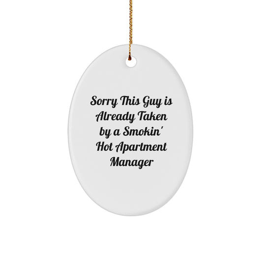 Funny Apartment Manager Gifts - Oval Ornament for Apartment Manager Friends, Coworkers, or Family - Christmas Unique Present from Men or Women - Image 1