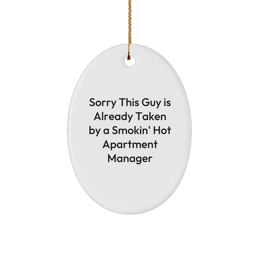 Funny Gifts for Apartment Manager, Oval Ornament for Smokin' Hot Boss, Christmas Unique Gifts from Friends to Men - Image 1