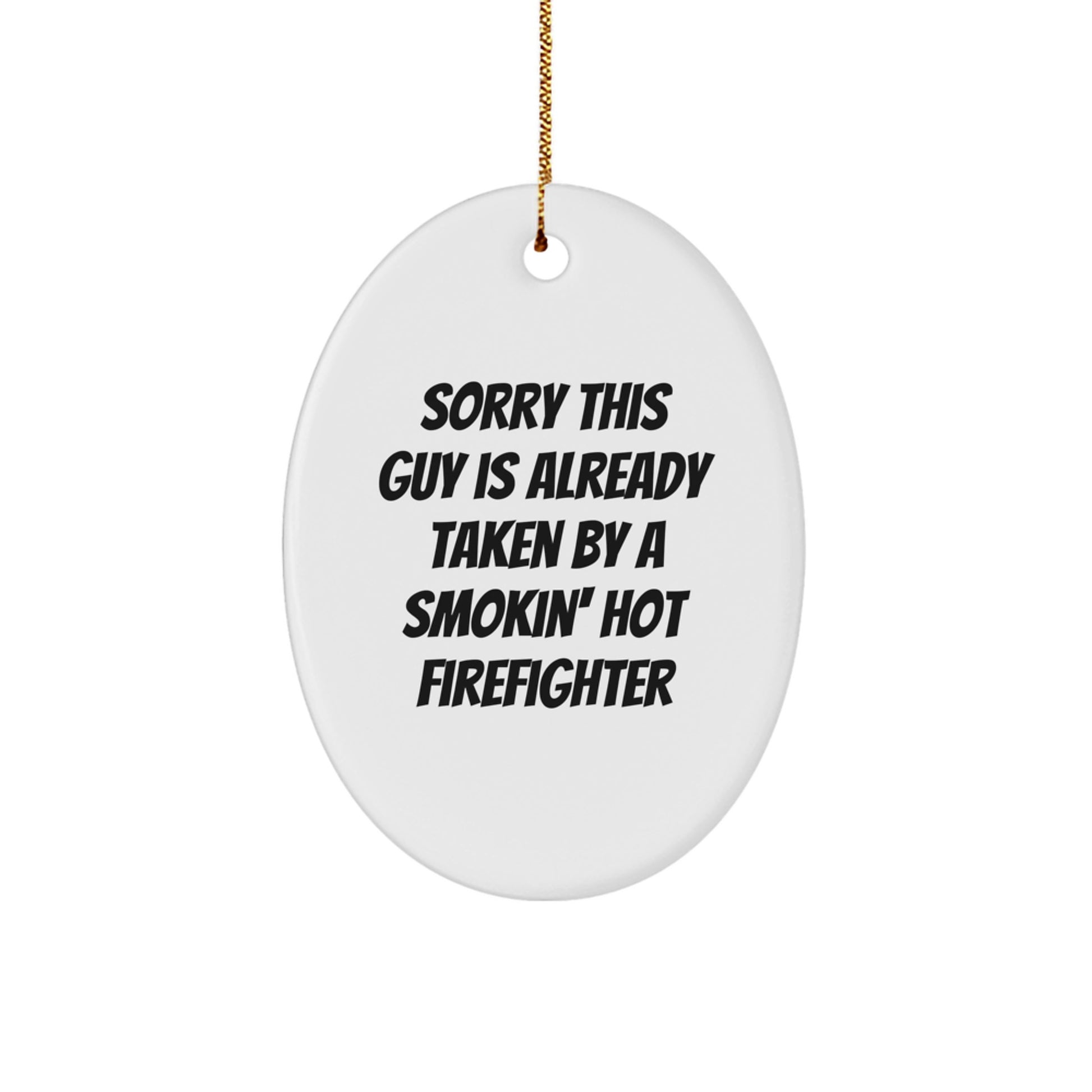 Funny Firefighter Gifts from Family for Oval Ornament Christmas - Image 1
