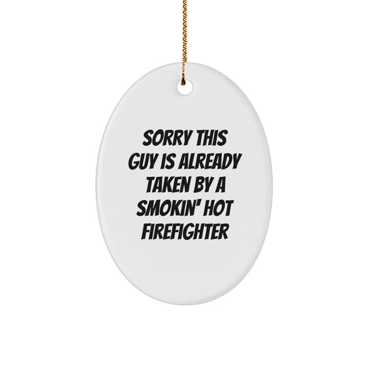 Funny Firefighter Gifts from Family for Oval Ornament Christmas - Image 1