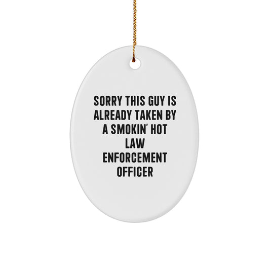 Funny Law Enforcement Officer Oval Ornament Gifts from Friends and Family for Christmas Unique Ideas - Image 1